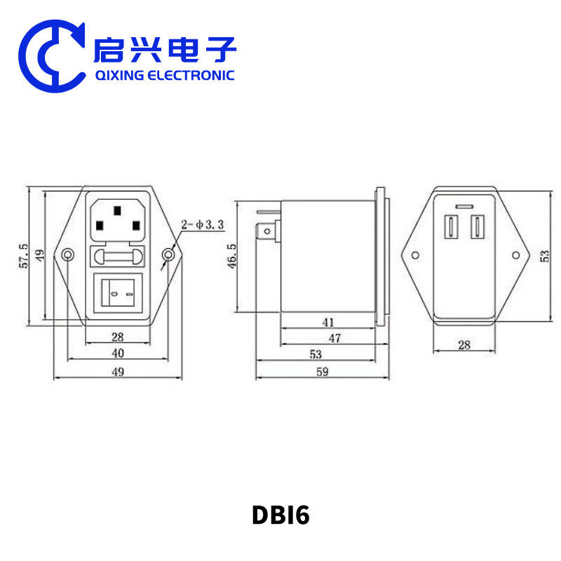 DBI6 EMI Filter AC Power Line Noise Filter 6A With IEC Socket