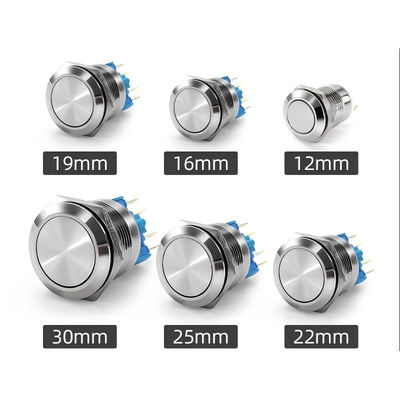bonens 19mm Stainless Steel Momentary Self-reset 1NO Waterproof Metal Push Button Switch Power LED Light 36V 2A