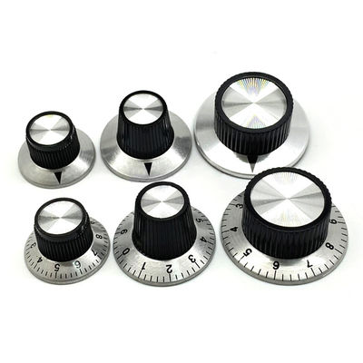Silver Aluminum Knob 37mm Diameter With Number 0-10 Shaft Hole 6.4MM Knob