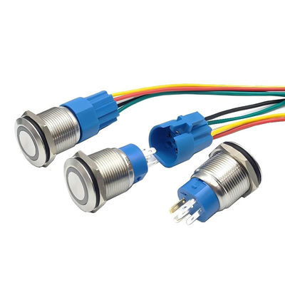 16mm/19mm/22mm Waterproof Light Switch with 12mm Contact Form and 1NO1NC Ring White LED Light Pushbutton Switch Assurance