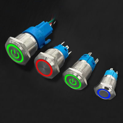 Metal Pushbutton Waterproof Light Switch with Conductive Electricity and Blue LED Ring Light