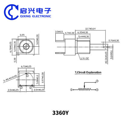 3360Y 5k Variable Resistors with 6mm Knob 0.5W Rated Power 3360Y 5k Variable Resistors with 6mm Knob 0.5W Rated Power