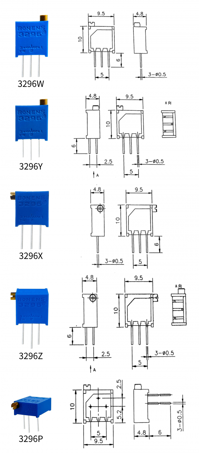 3296 Multi Turn Trimmer Potentiometer 0.5W