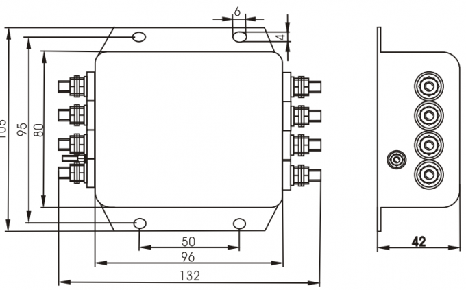 DAC41 用于逆变器的高性能噪声 EMI 滤波器 3 相 EMI EMC 低通滤波器 4