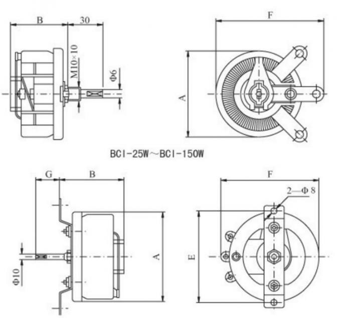 High Power Wirewound Potentiometer Rotary Rheostat Disk Ceramic Variable Resistor 25W 50W BC1-50W BC1 4