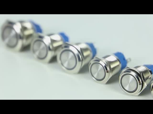 Metal Pushbutton Waterproof Light Switch with Conductive Electricity and Blue LED Ring Light
